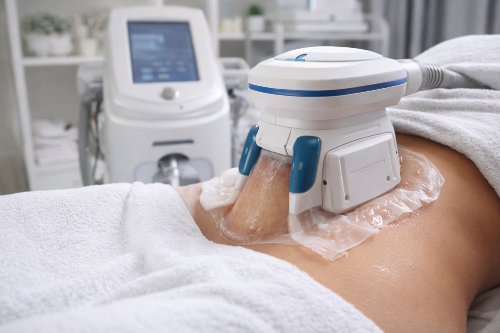 Kriolipoliza wykonywana na obszarze brzucha.